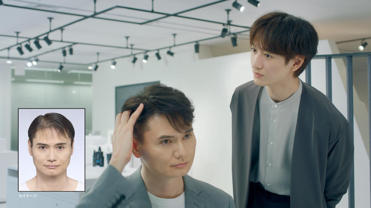 アデランスの新CMに出演するKis－My－Ft2宮田俊哉（右）