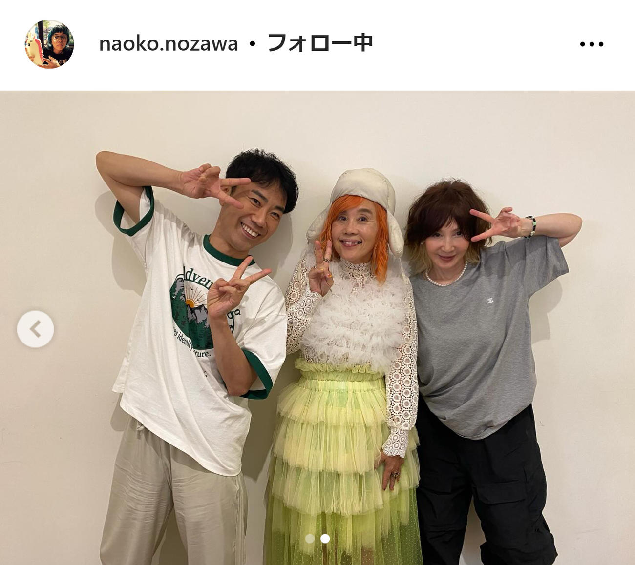野沢直子のインスタグラムから