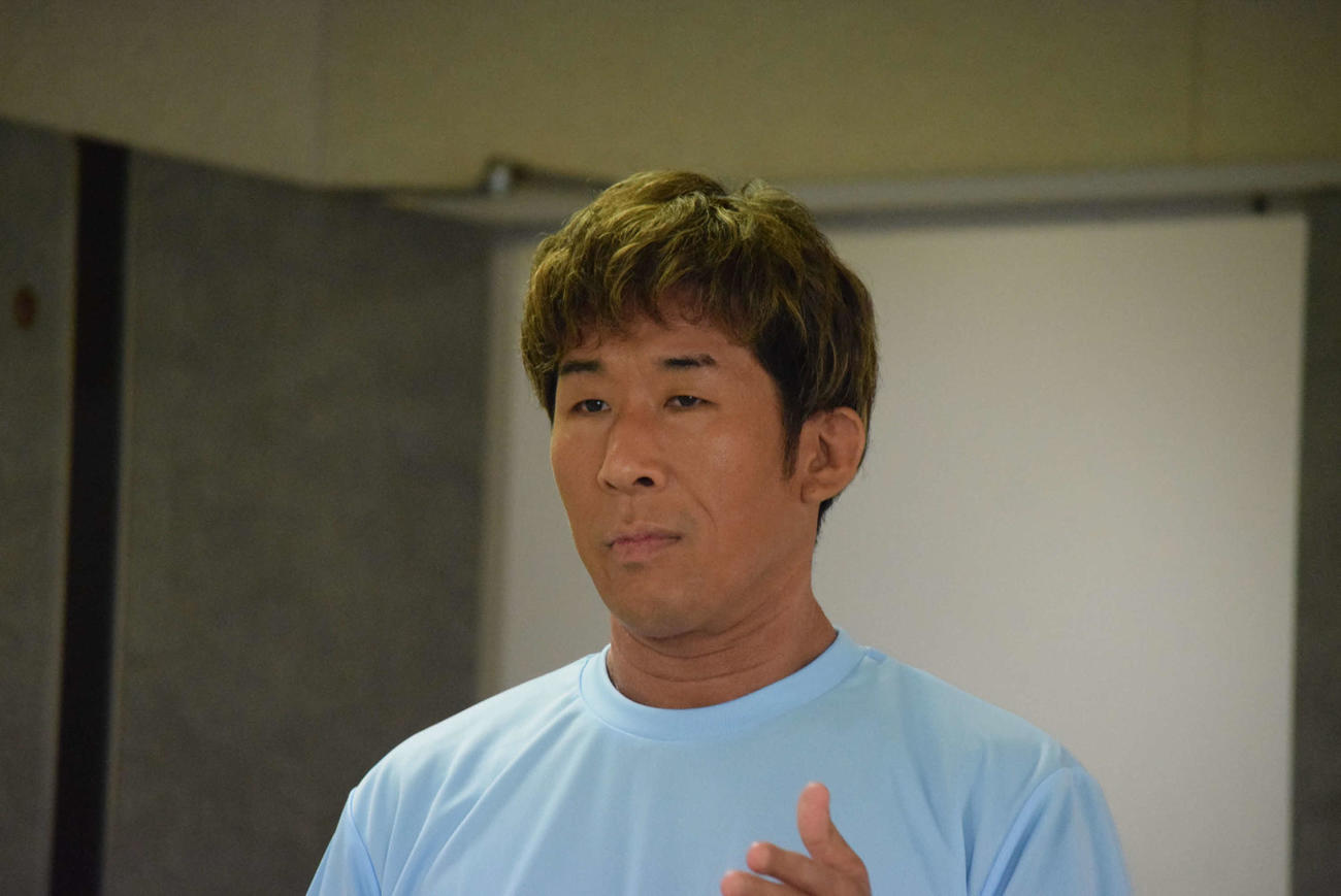 「淀川寛平マラソン2024」への意気込みを語った麒麟田村裕（撮影・阪口孝志）