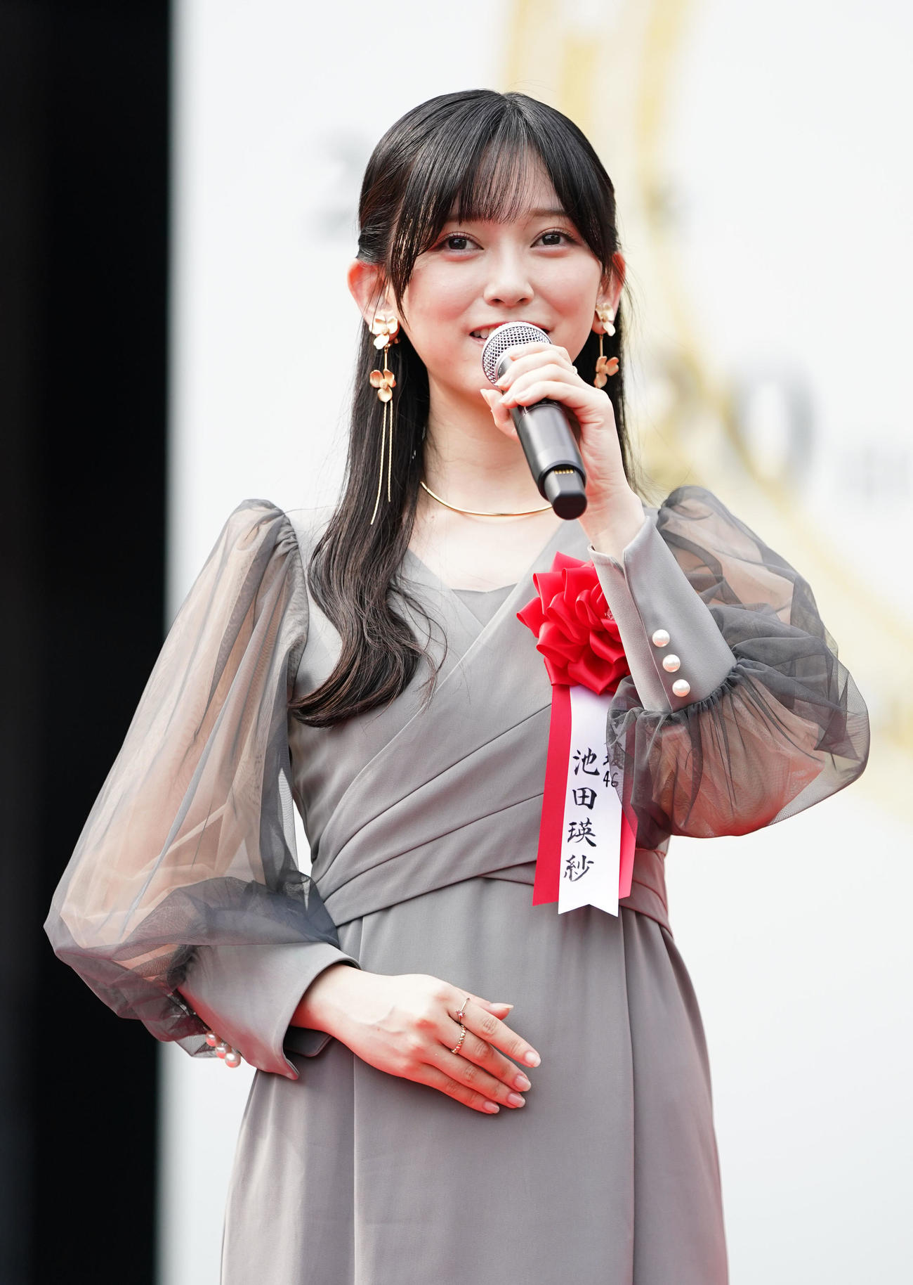 テープカットセレモニーに登壇した乃木坂46の池田瑛紗（撮影・横山健太）
