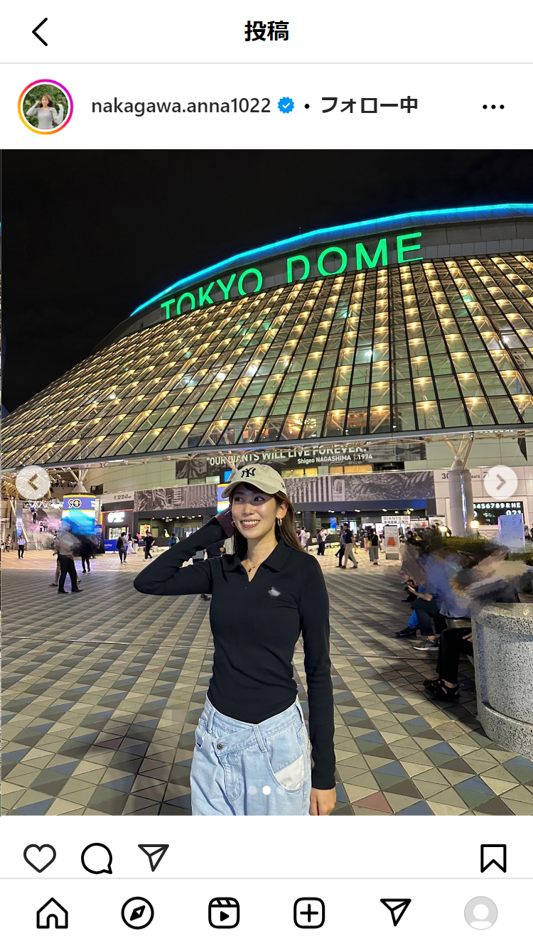 中川安奈アナのインスタから