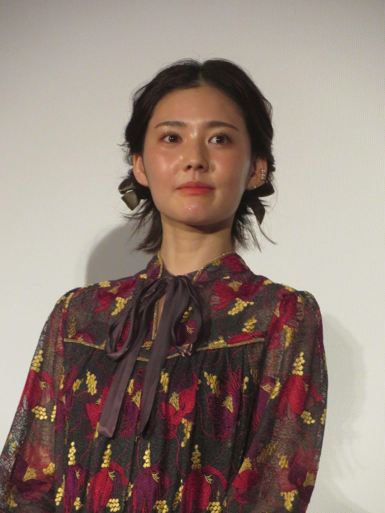 映画「あの人が消えた」初日舞台あいさつに出席した北香那