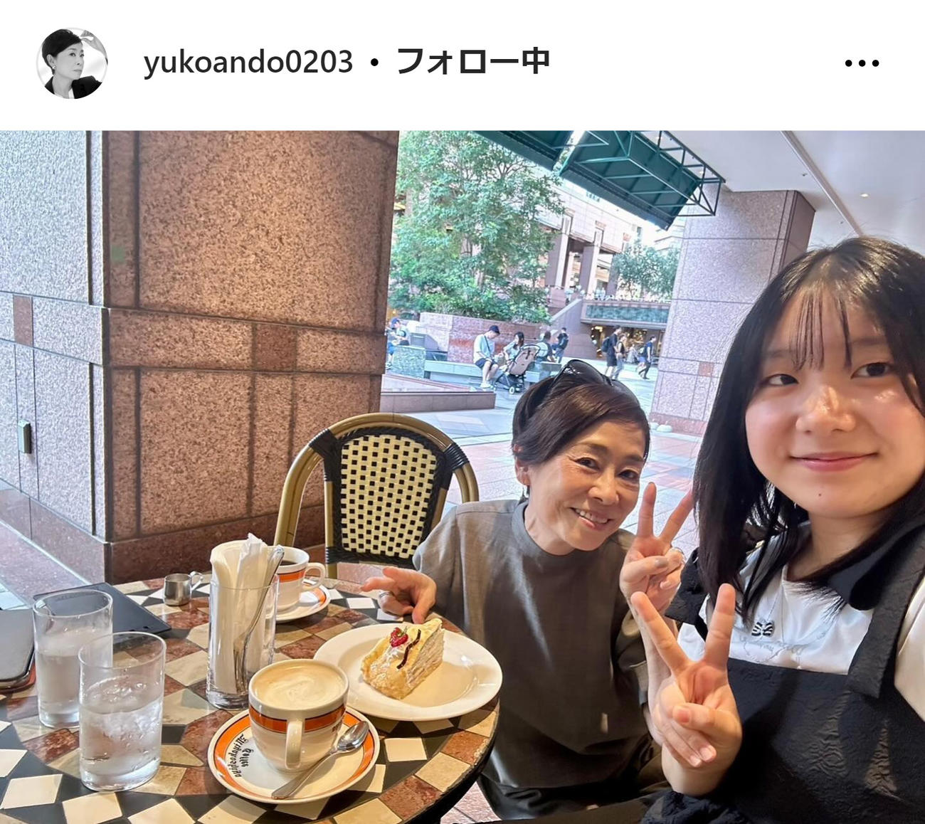 安藤優子さんのインスタグラムから