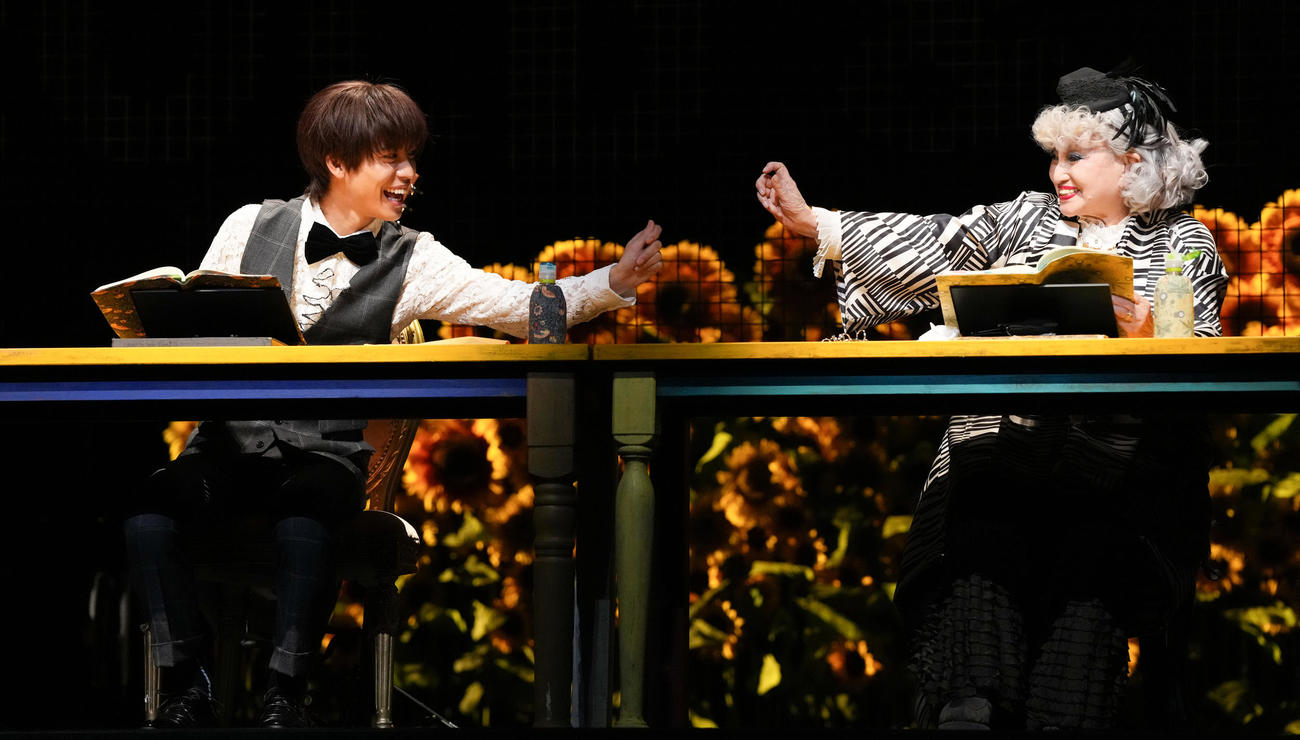「ハロルドとモード」ゲネプロ取材会　熱演する松島聡（左）と黒柳徹子（撮影・鈴木みどり）