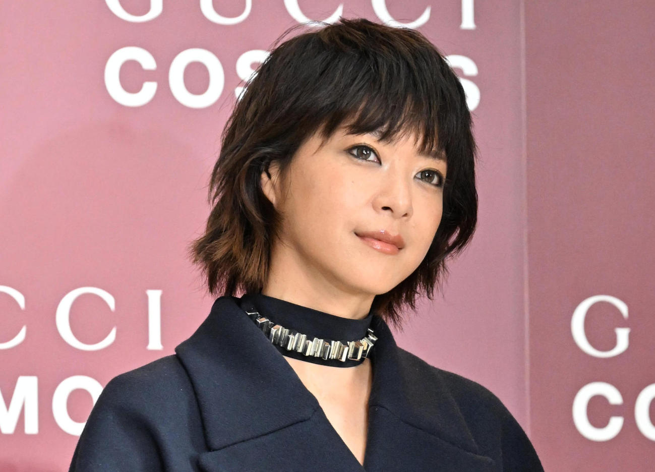GUCCI COSMOSのフォトコールに登場した上野樹里（撮影・石井愛子）