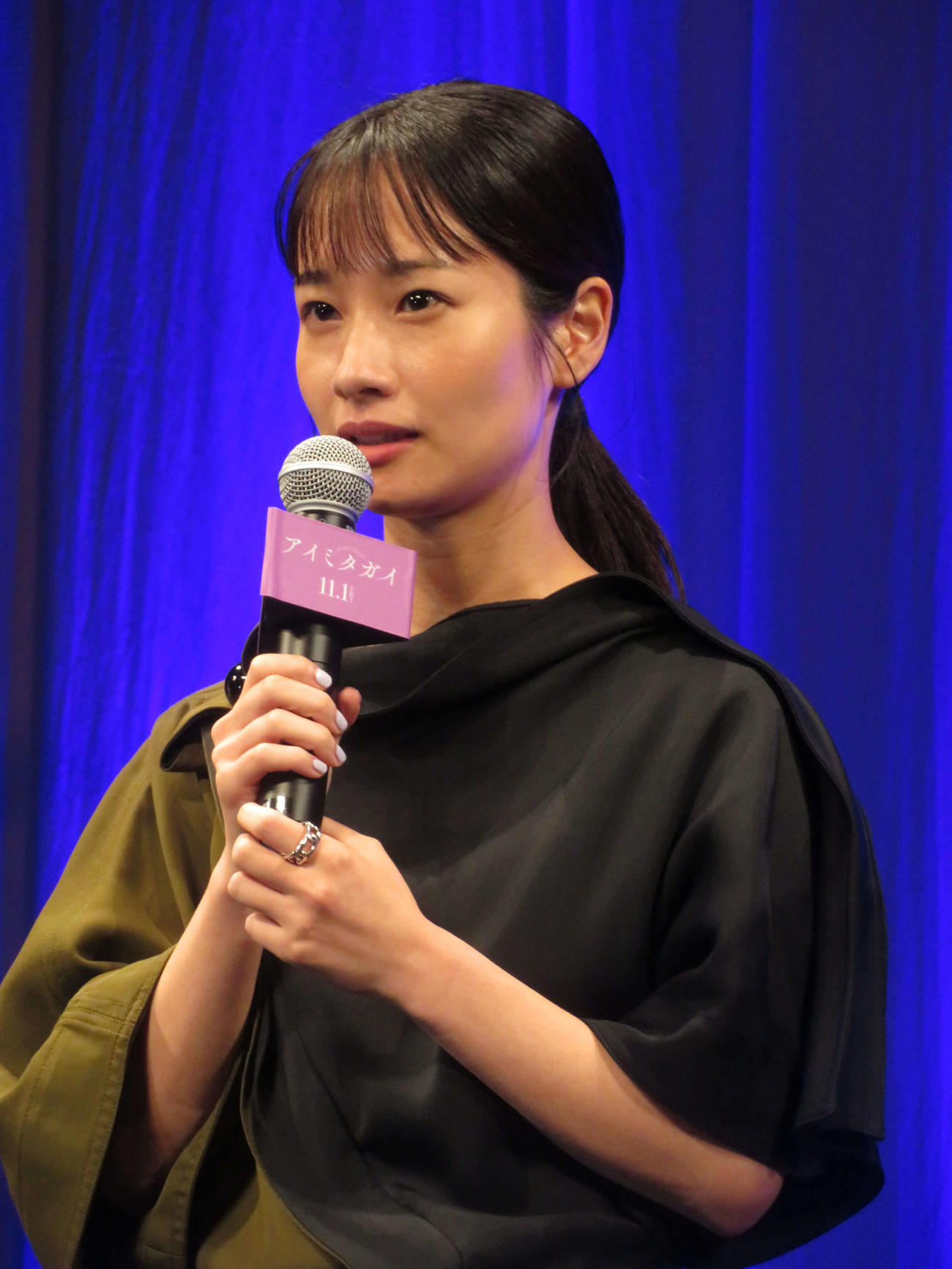 映画「アイミタガイ」完成披露試写会に登壇した藤間爽子（撮影・村上幸将）