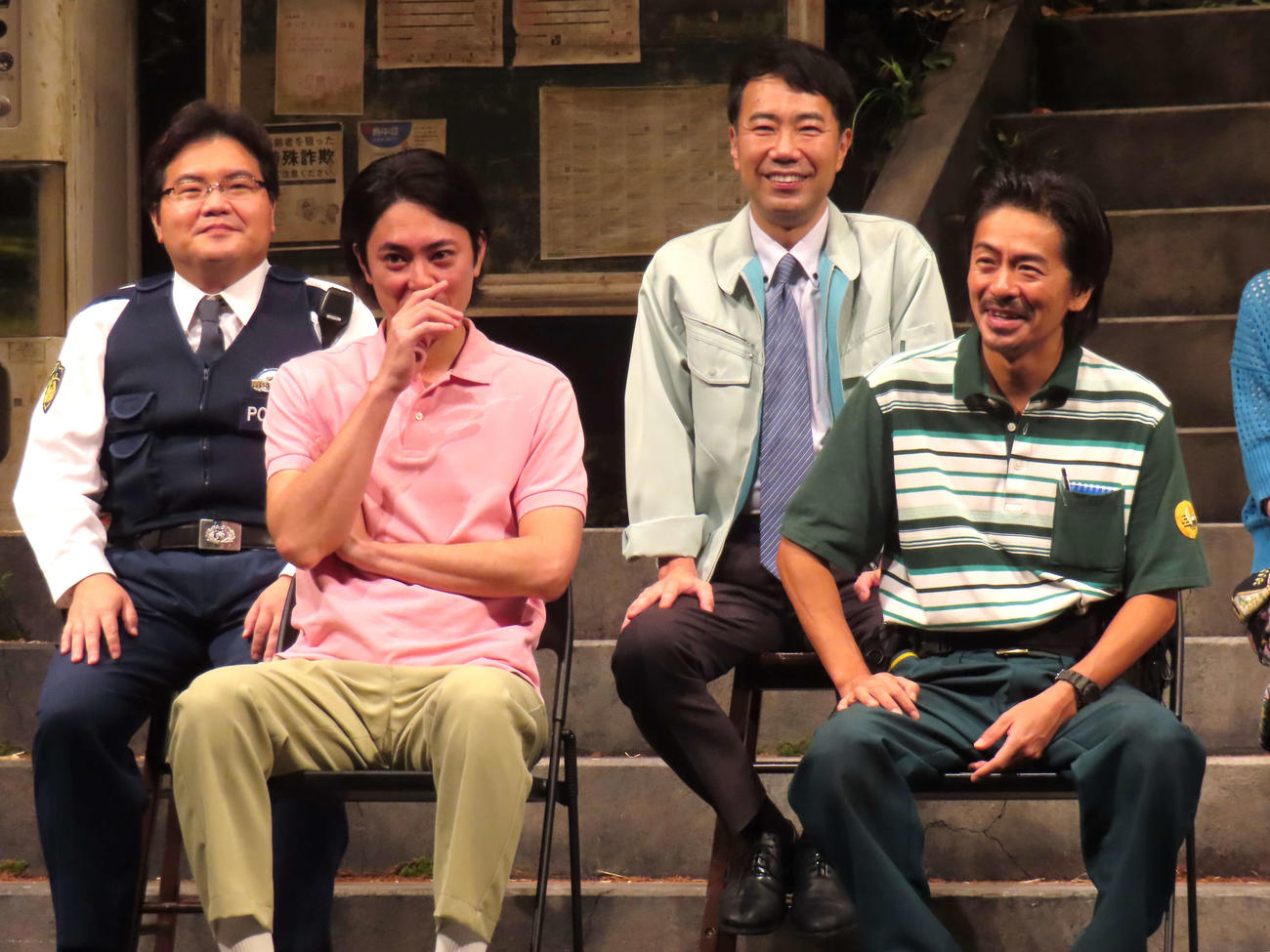 舞台「台風23号」取材会に登壇した、左から駒木根隆介、間宮祥太朗、藤井隆、森田剛