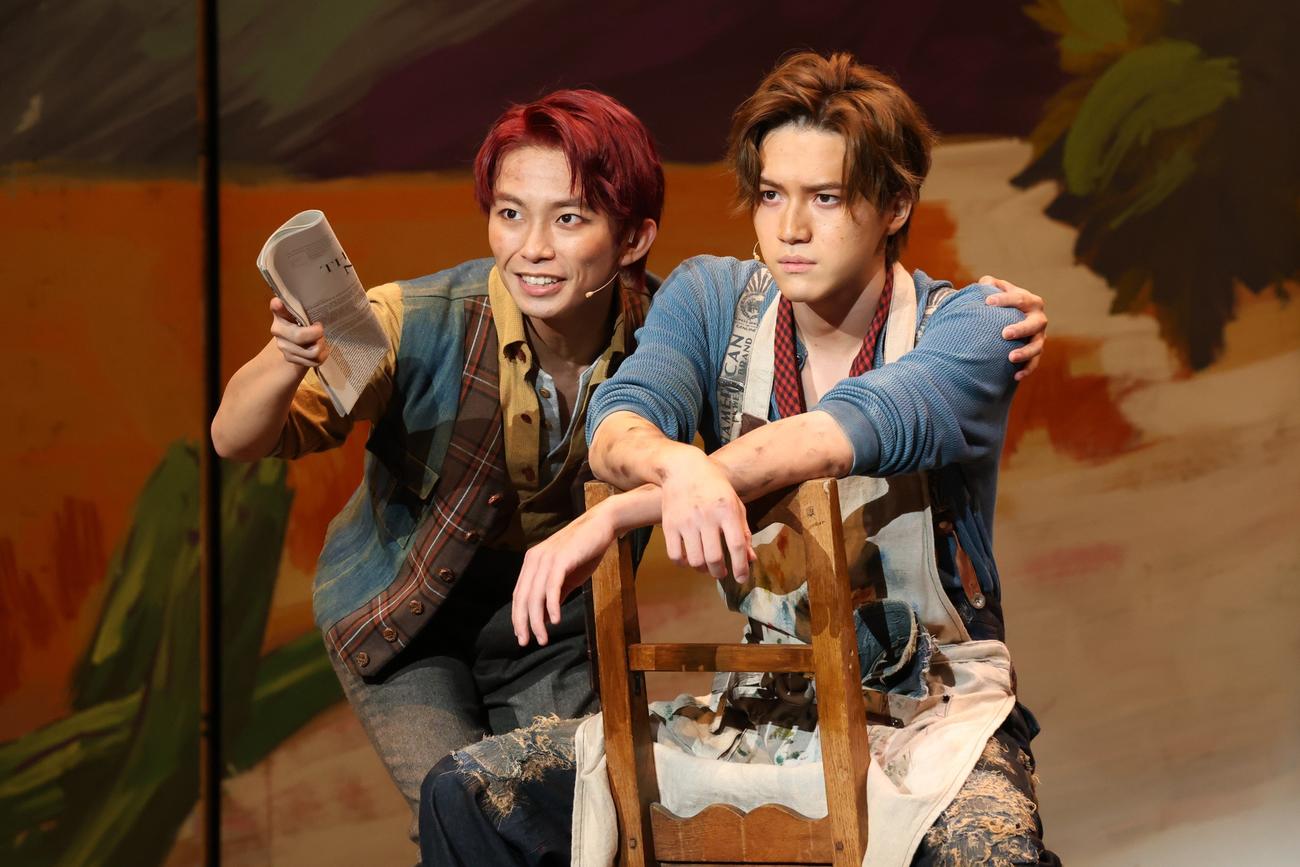 ミュージカル「ニュージーズ」より。主演の岩崎大昇（右）と加藤清史郎（東宝演劇部提供）