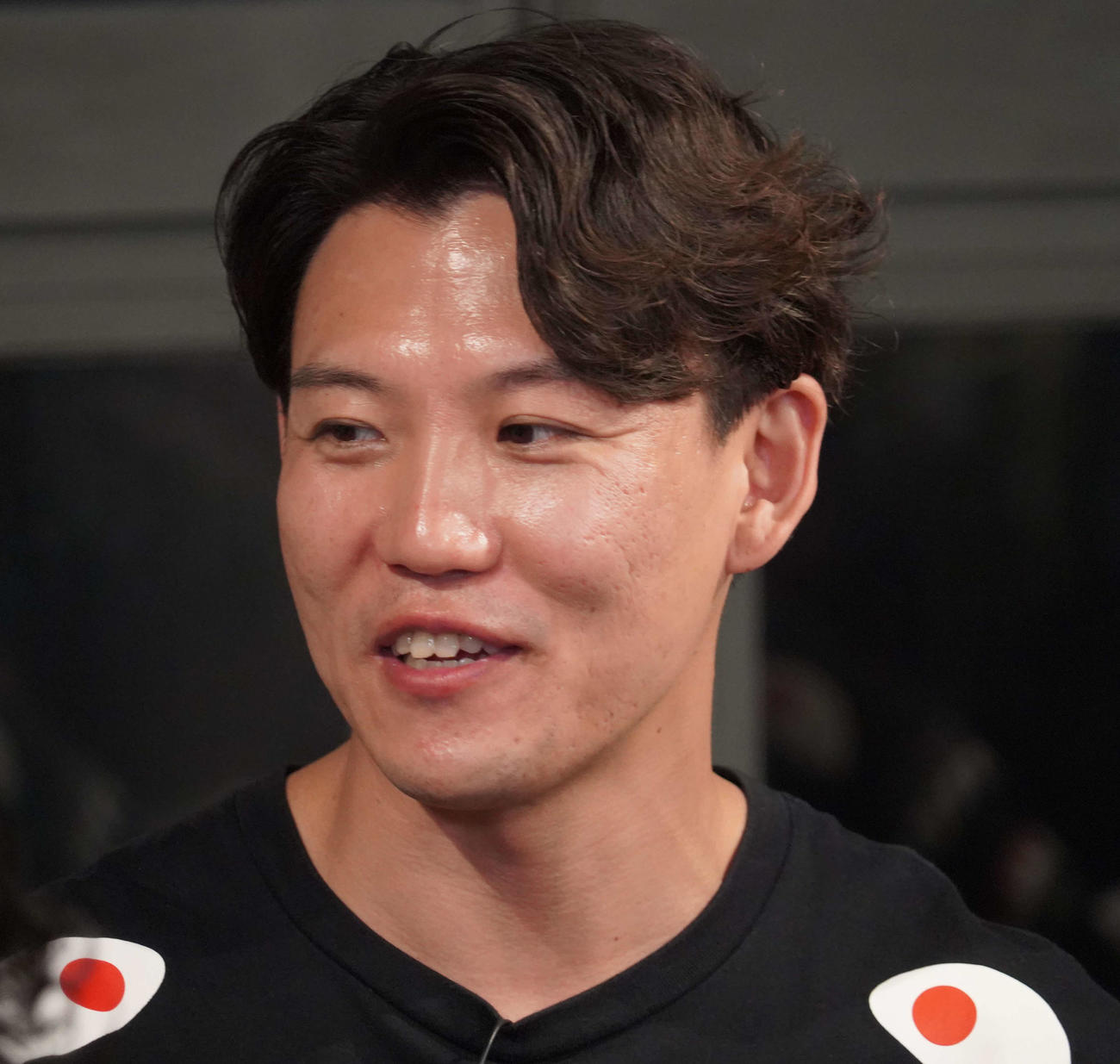 YouTubeチャンネル「エンタニメ」開設記念のトークライブ「芸人が語る！コントの可能性」に出席したお笑いトリオ、ジャングルポケットおたけ（撮影・佐藤成）