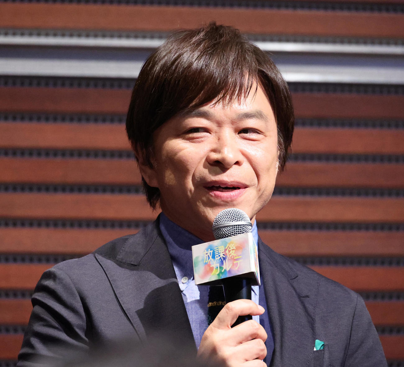 ドラマ「放課後カルテ」に特別出演し会見場にも姿を見せた武田真一アナウンサー（撮影・中島郁夫）