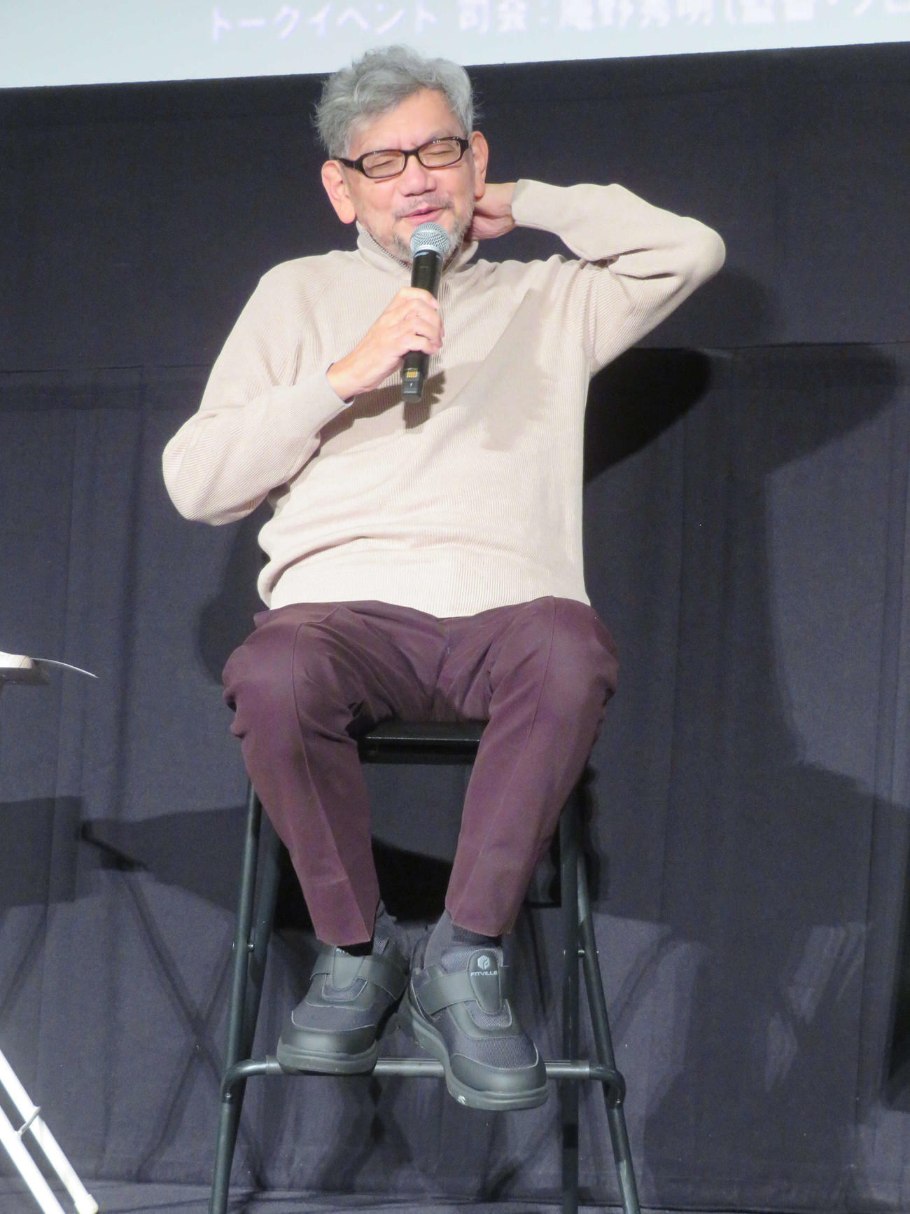 「宇宙戦艦ヤマト」放送50周年記念上映会で笑みを浮かべる庵野秀明監督（撮影・村上幸将）