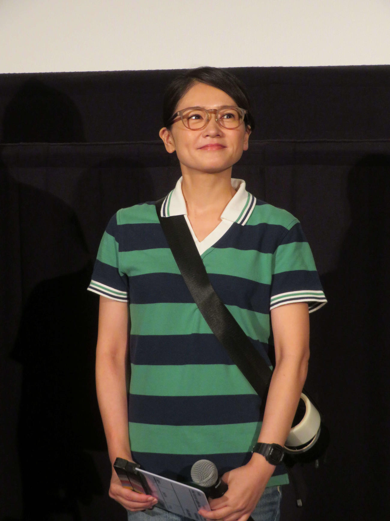 映画「侍タイムスリッパー」応援感謝！　舞台あいさつに登壇した沙倉ゆうの（撮影・村上幸将）