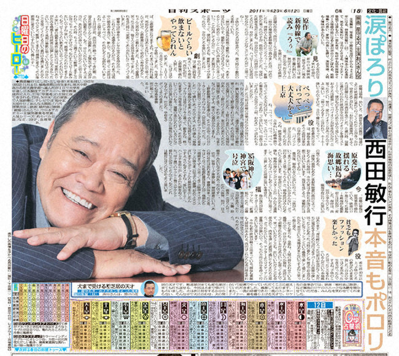 2011年6月12日の日刊スポーツ紙面から