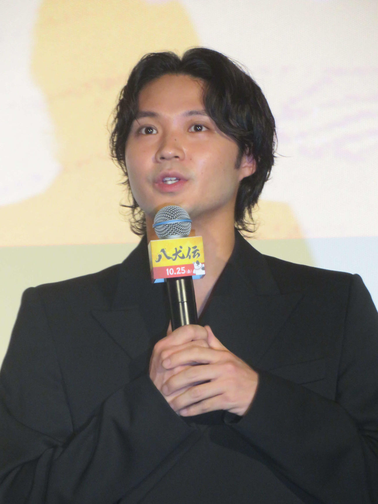 映画「八犬伝」公開前日上映イベントに出席した磯村勇斗