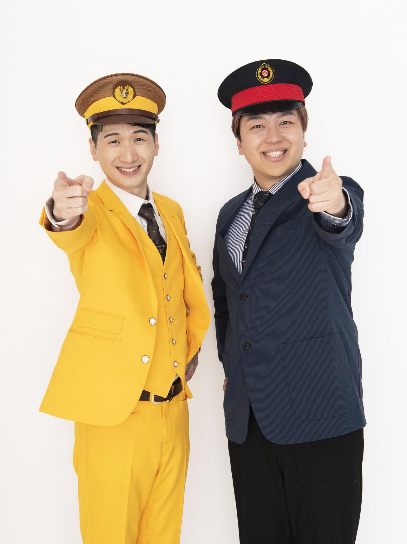 結成約1年で書籍発売となった元駅員芸人「パンタグラフ」のたくあんボーイ（左）と鈴木メトロ