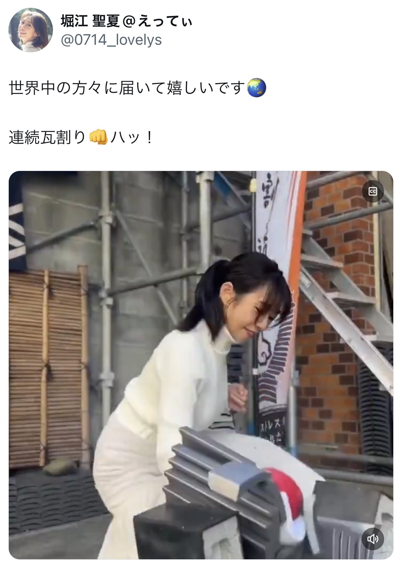堀江聖夏のXから