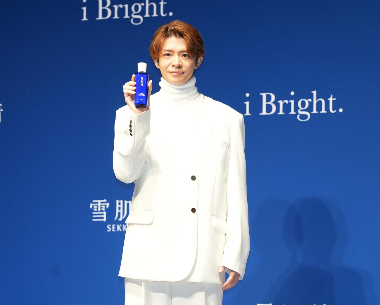 「雪肌精　新・グローバルブランドミューズ就任発表会」に登壇したNumber＿iの岸優太（撮影・鈴木みどり）