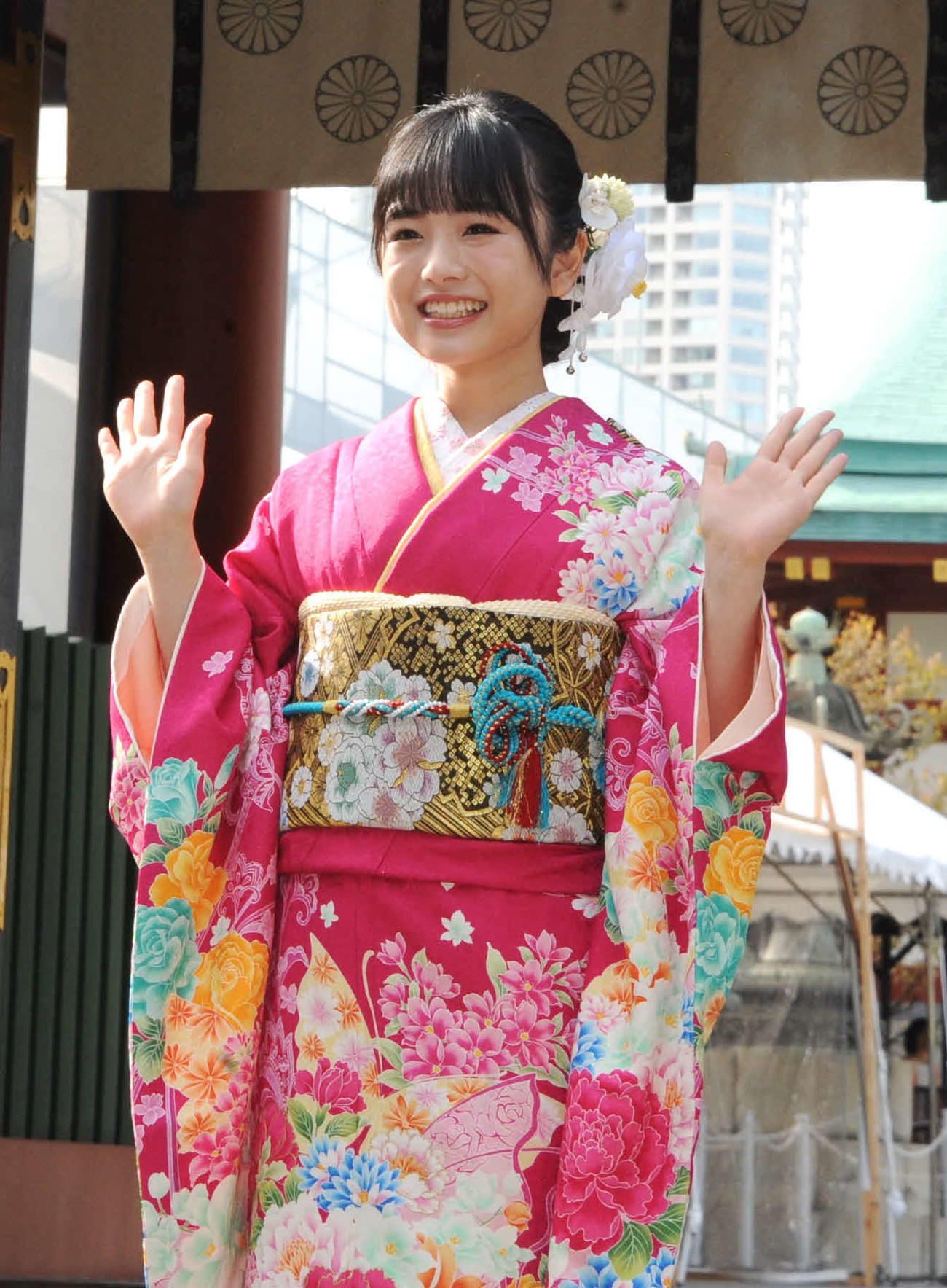 令和7年度日枝神社はつもうでイメージキャラクターに就任する、ひまひま（撮影・松尾幸之介）