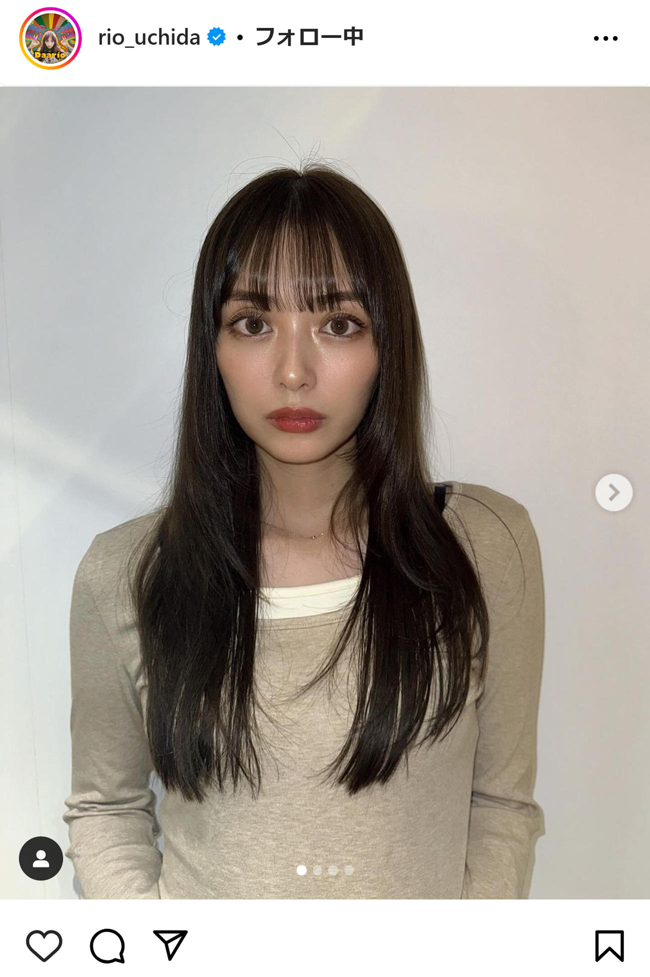 内田理央のインスタグラムから