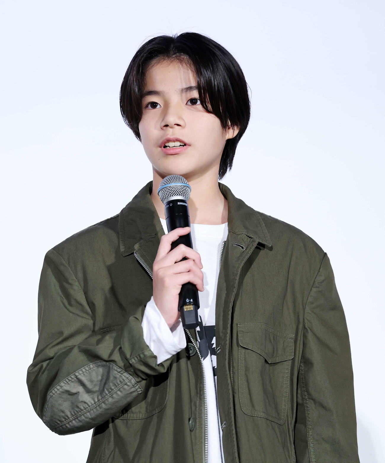 舞台あいさつに臨む大沢一菜（撮影・鈴木正人）