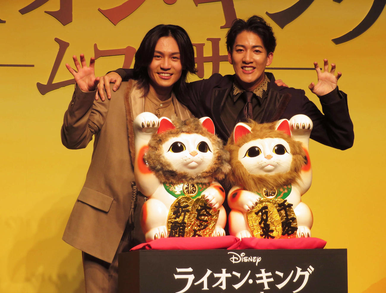 映画「ライオン・キング：ムファサ」のイベントに出席した松田元太（左）と尾上右近
