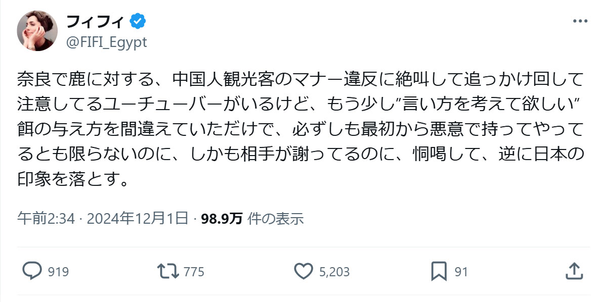 フィフィのXから