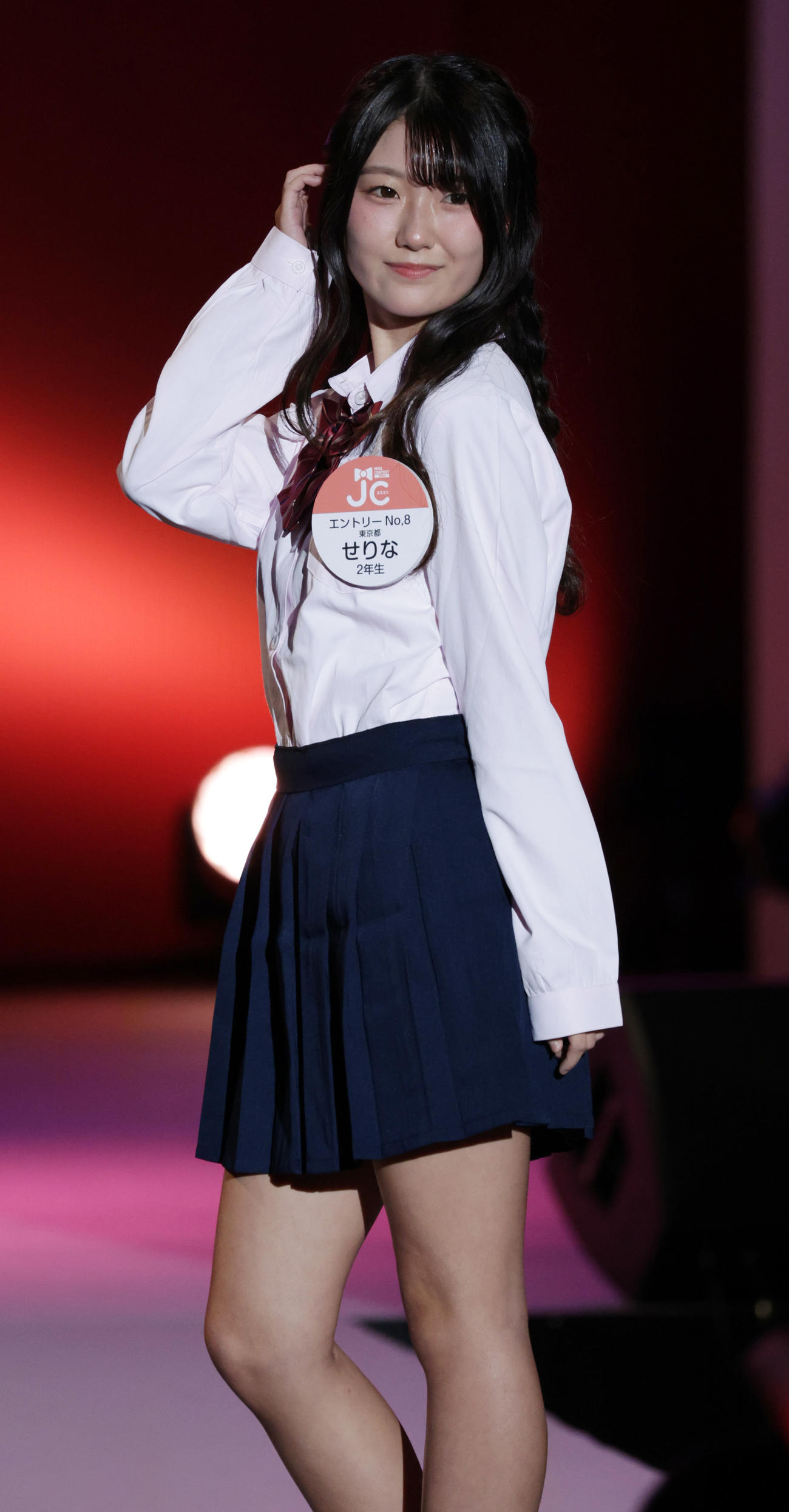 女子中学生ミスコンファイナリストのせりなさん（撮影・中島郁夫）