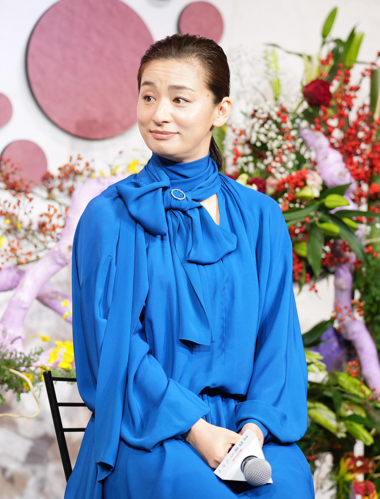 ネットフリックスシリーズ「阿修羅のごとく」完成報告会で笑顔を見せる尾野真千子（撮影・垰建太）