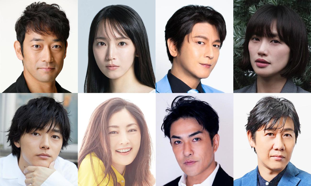1月スタートのTBS系ドラマ「御上先生」に出演する、上段左から迫田孝也、吉岡里帆、及川光博、臼田あさ美、下段左から櫻井海音、常盤貴子、北村一輝、林泰文