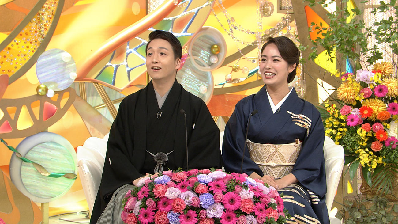 ABCテレビ制作の「新婚さんいらっしゃい！」5日放送分に出演した中村米吉（左）夫妻