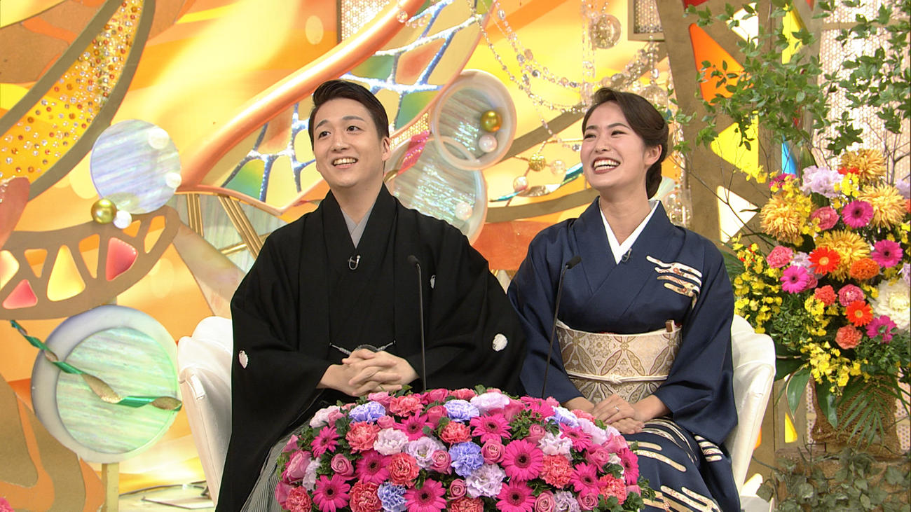 ABCテレビ制作の「新婚さんいらっしゃい！」5日放送分に出演した中村米吉（左）夫妻