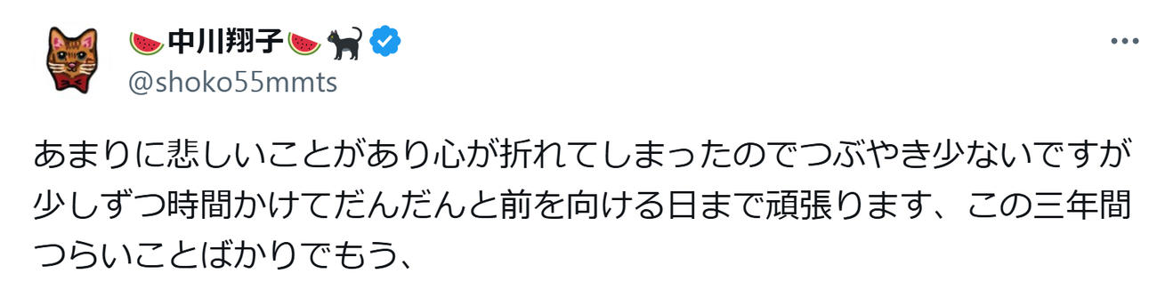 中川翔子のX（旧ツイッター）から