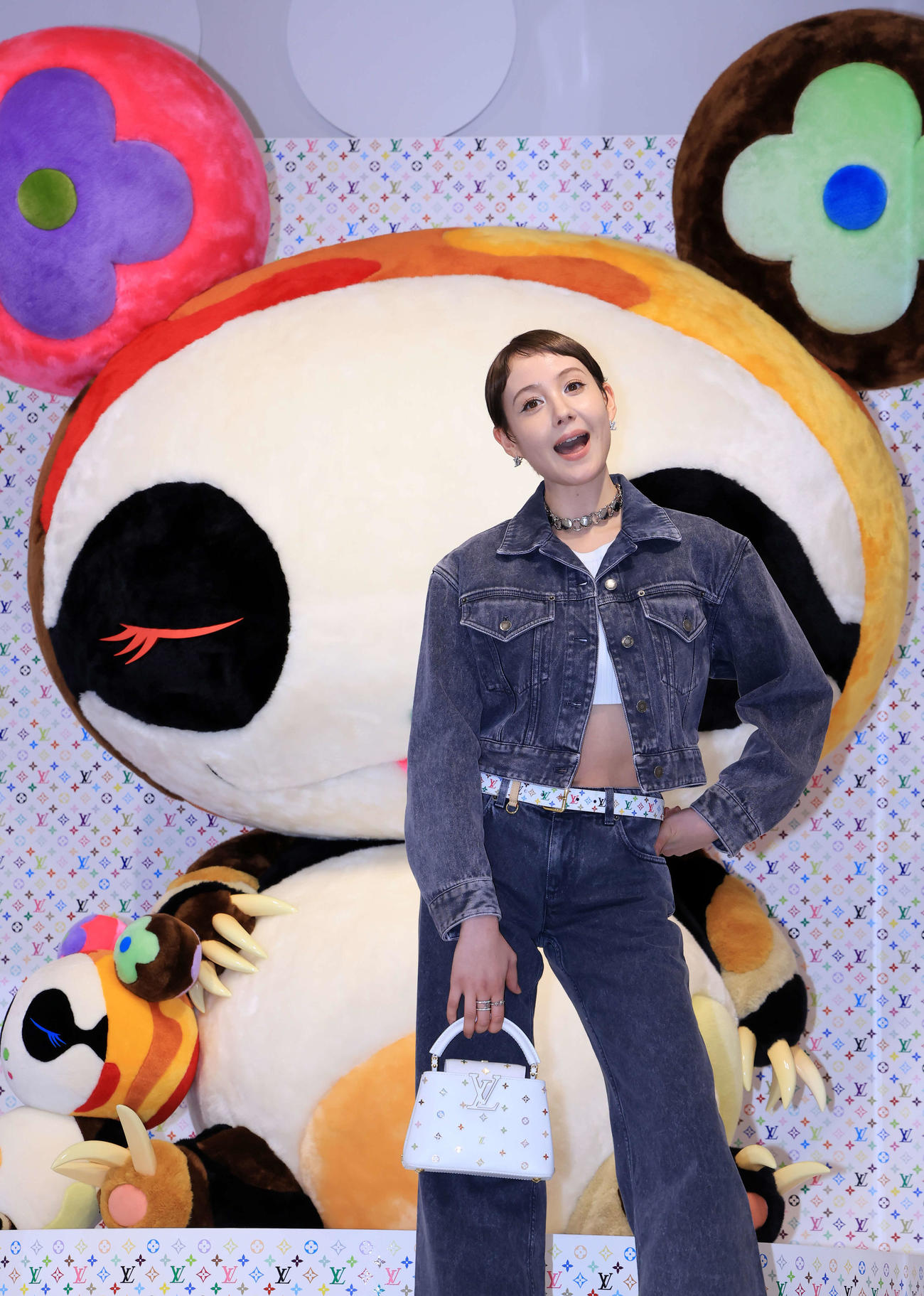 「LOUIS VUITTON×MURAKAMI」のフォトコールに登場したトリンドル玲奈（撮影・浅見桂子）