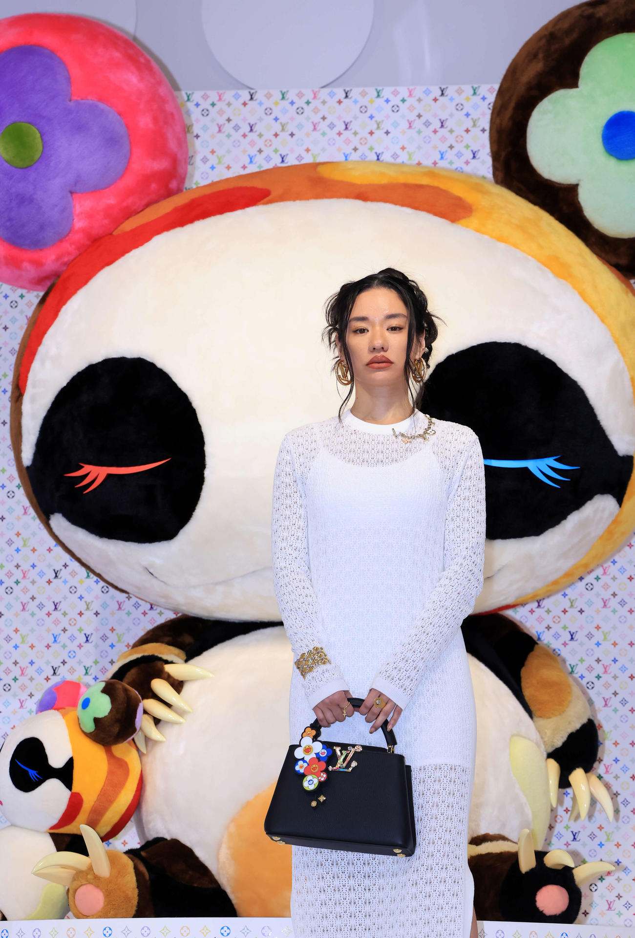 「LOUIS VUITTON×MURAKAMI」のフォトコールに登場したAwich（撮影・浅見桂子）