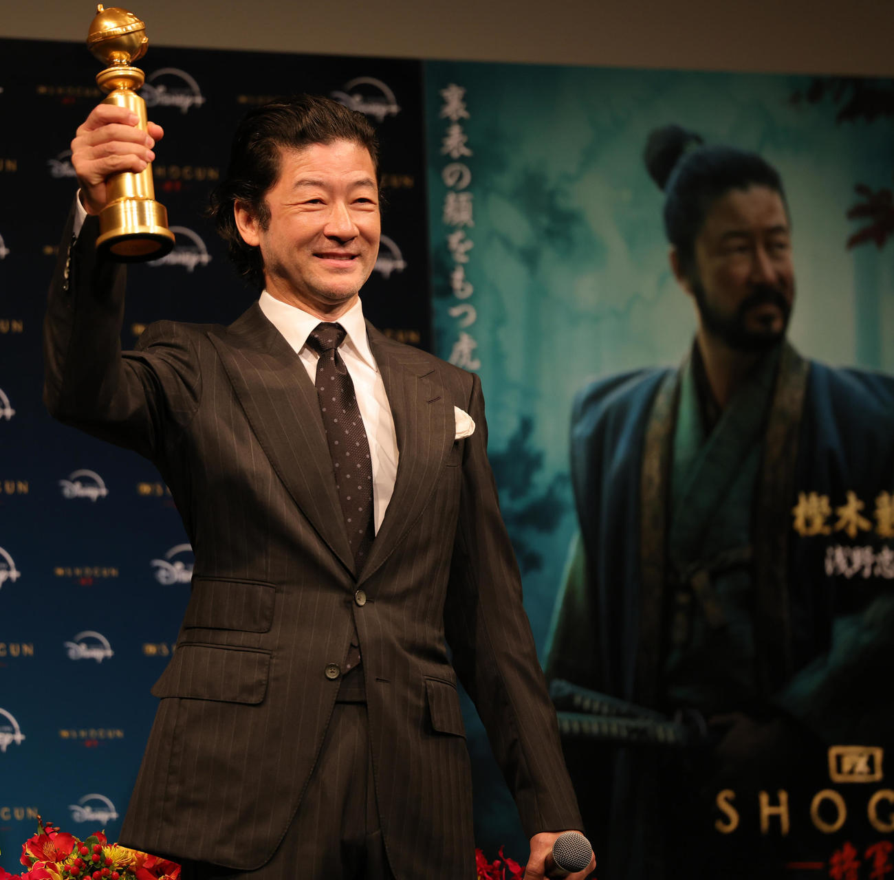 「SHOGUN　将軍」のゴールデングローブ賞4冠受賞記念会見に登場した助演男優賞の浅野忠信（撮影・野上伸悟）