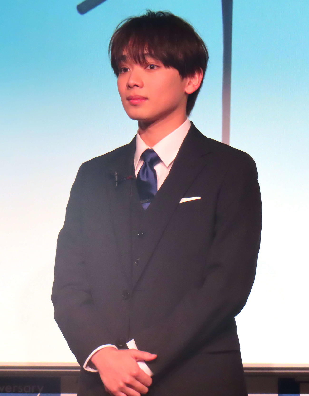 「洋服の青山　フレッシャーズ新CM発表会」に登壇した宮世琉弥
