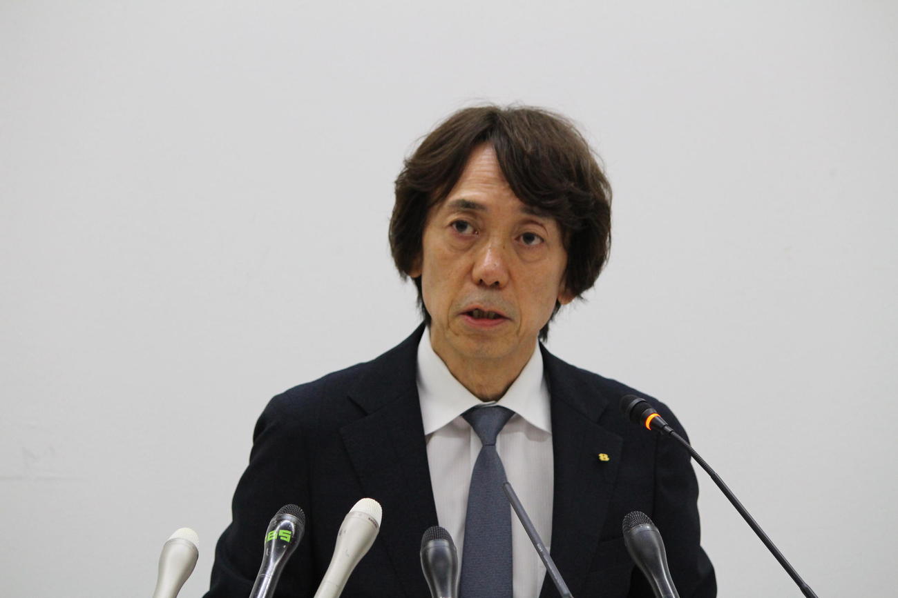 2時間を超す会見で、関西テレビ社長として説明した大多亮氏