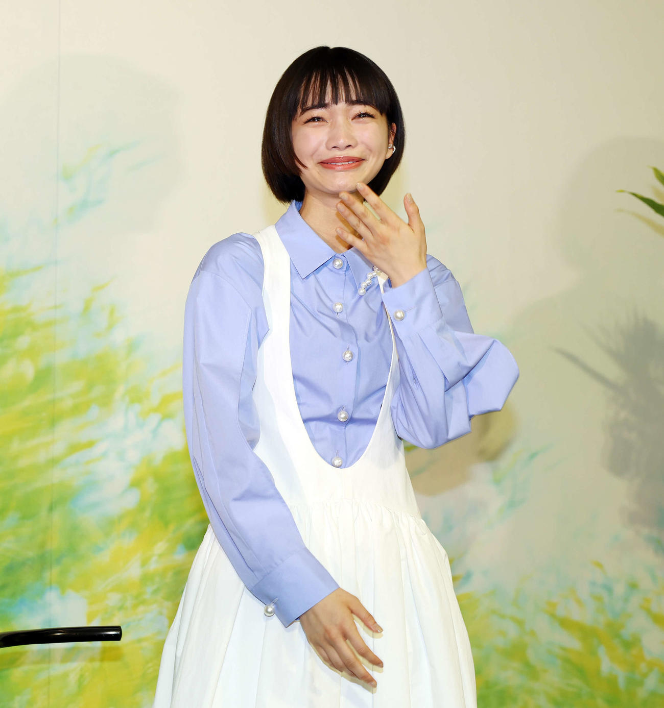 NHK2026年度前期連続テレビ小説「風、薫る」制作発表・主演会見で主演に選ばれうれし涙を見せる見上愛（撮影・宮地輝）