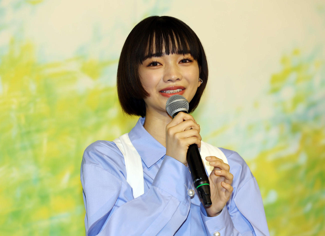 NHK2026年度前期連続テレビ小説「風、薫る」制作発表・主演会見で主演に選ばれ話す見上愛（撮影・宮地輝）