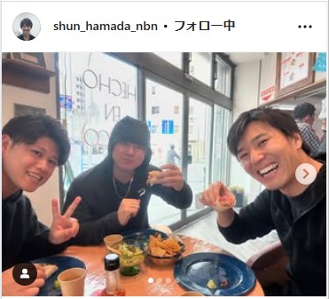メ～テレ・濱田隼アナウンサーのインスタグラムから