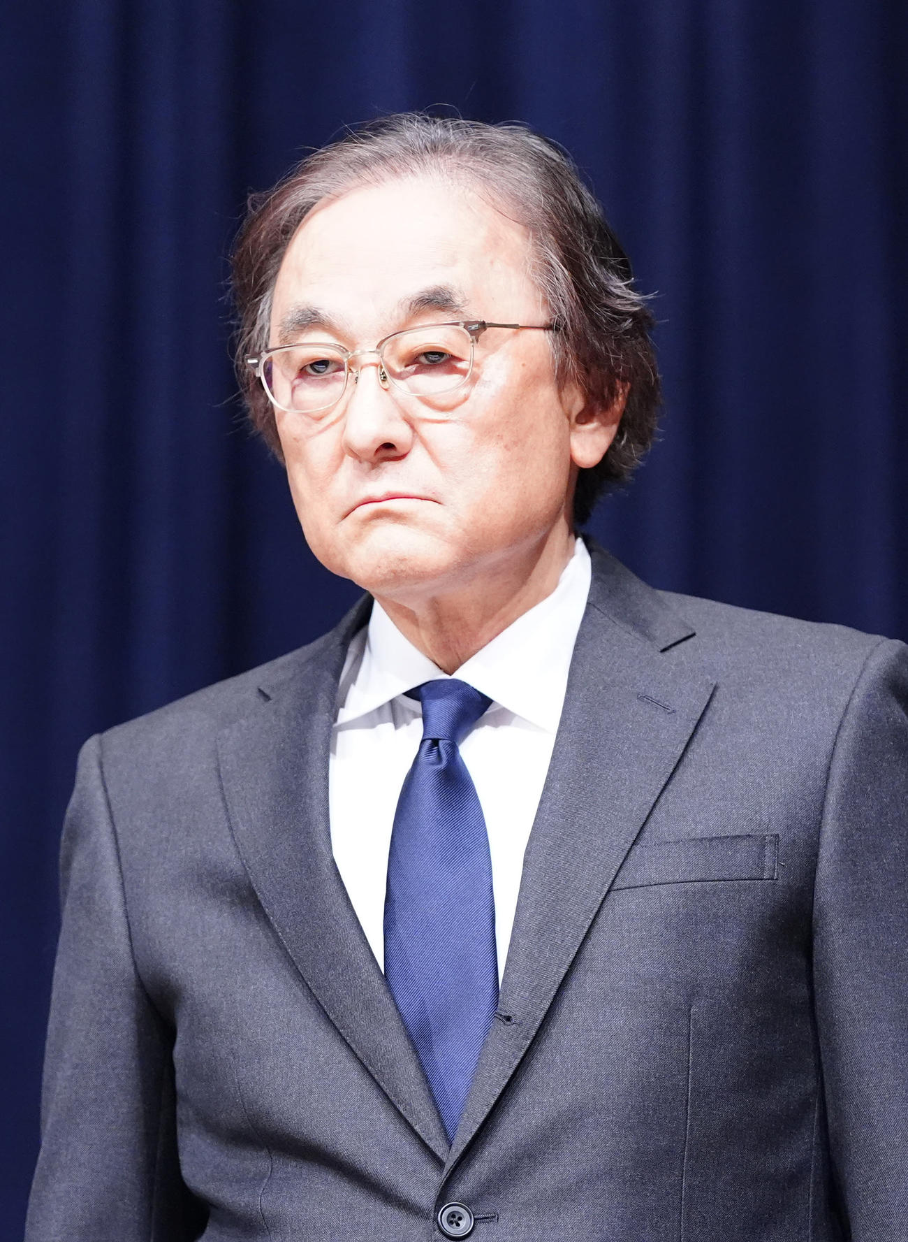 記者会見に臨むフジ・メディア・ホールディングスの金光修社長（撮影・江口和貴）