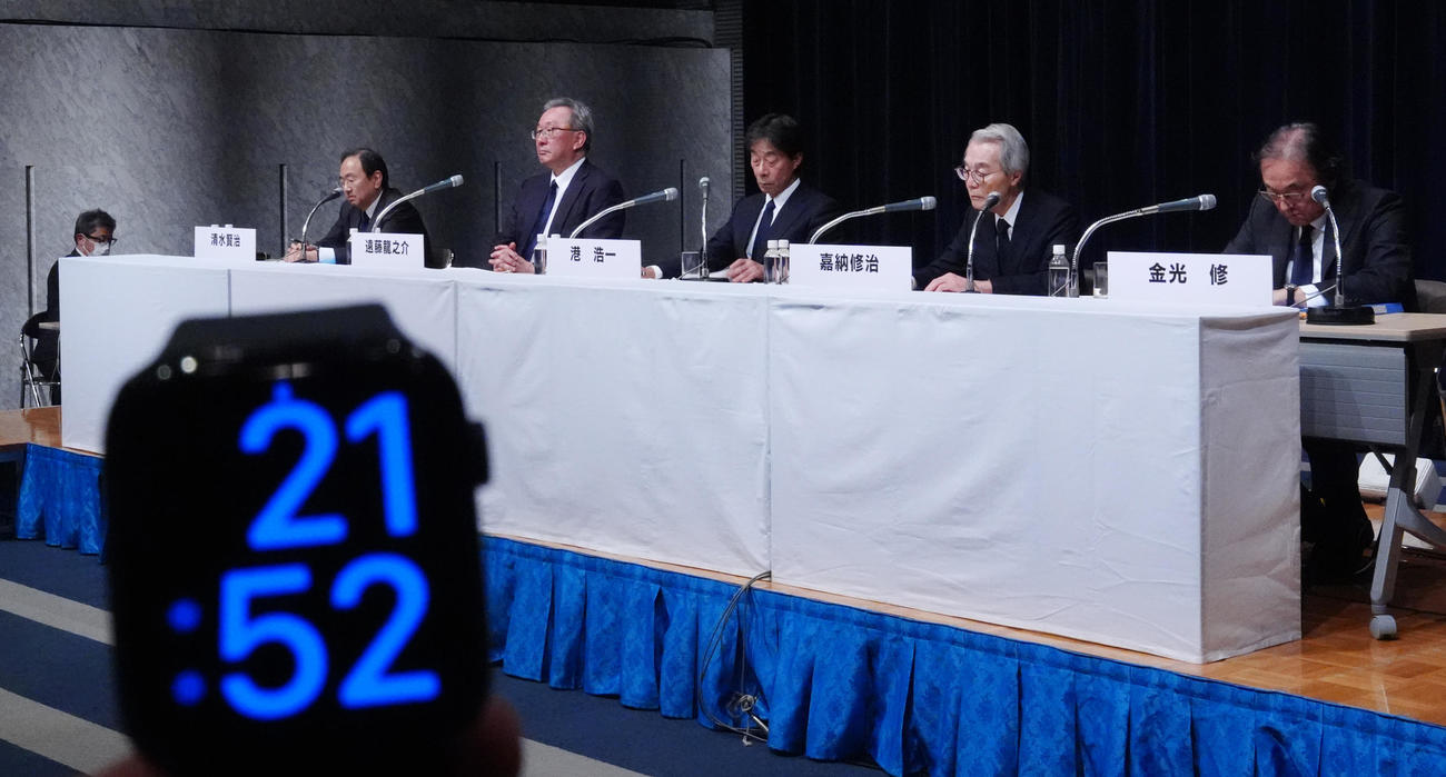 フジテレビの記者会見開始から約6時間経過する前、休憩となる（撮影・江口和貴）