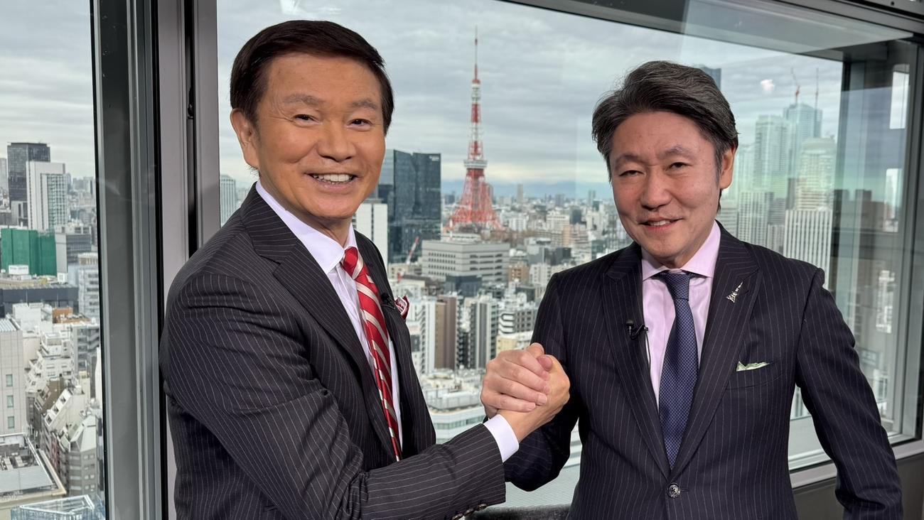 森田健作（左）と前田伸社長
