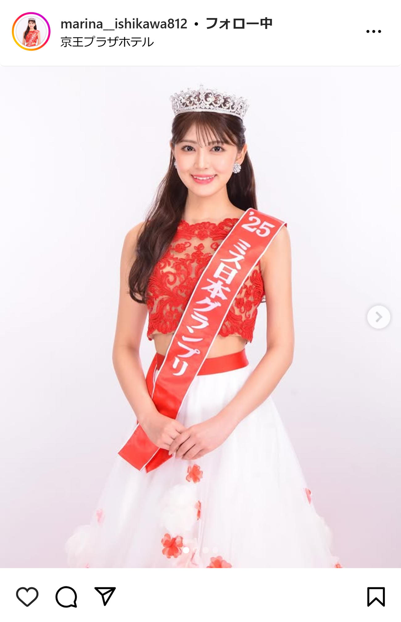 石川満里奈さんのインスタグラムから