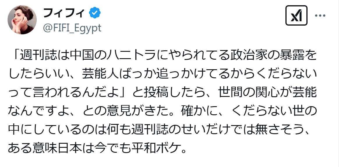 フィフィのX（旧ツイッター）から　
