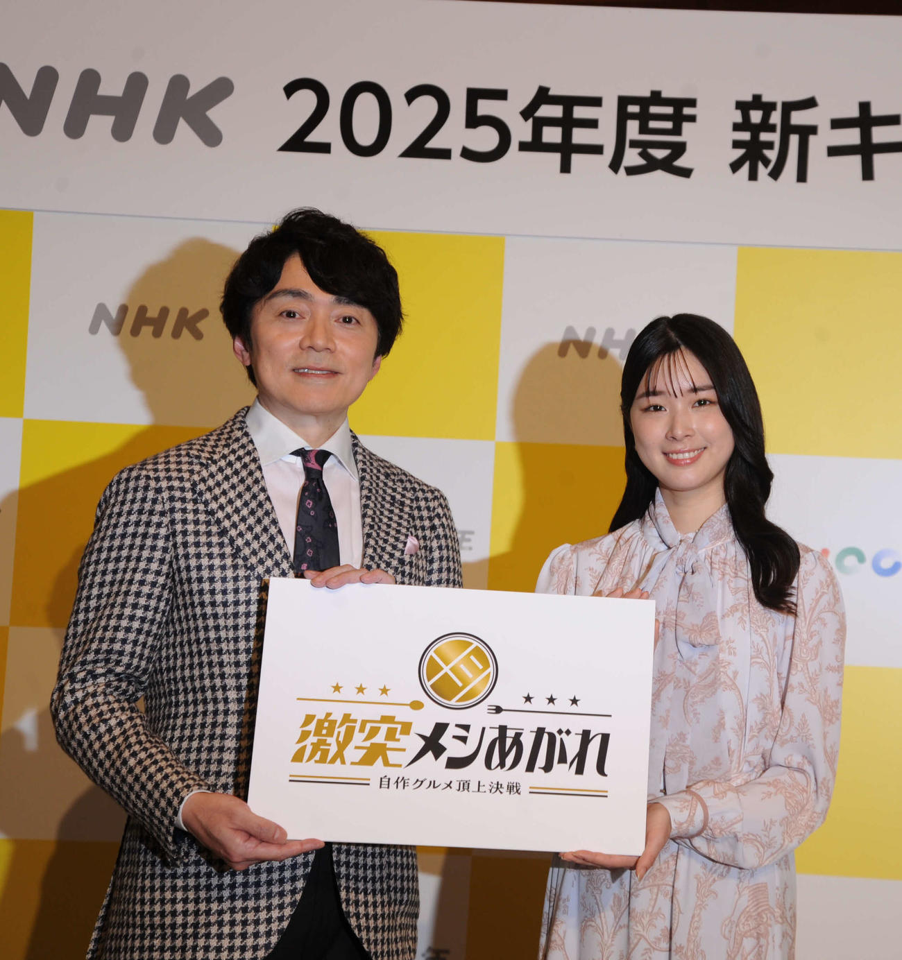 2025年度番組改定の詳細を発表で会見に登壇した高瀬耕造アナ（左）と嶋田ココアナ（撮影・松尾幸之介）