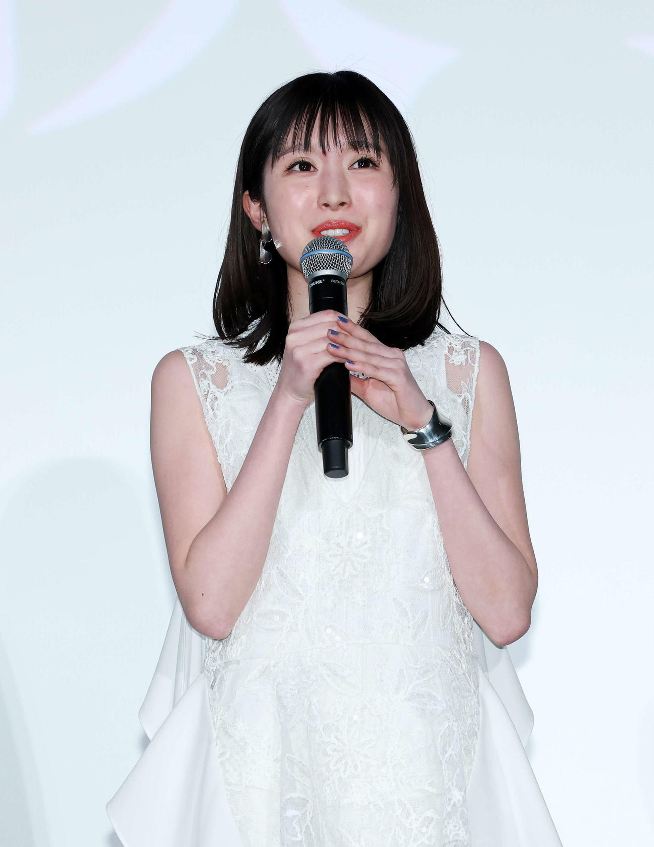 映画「トリリオンゲーム」初日舞台あいさつに臨む福本莉子（撮影・鈴木正人）