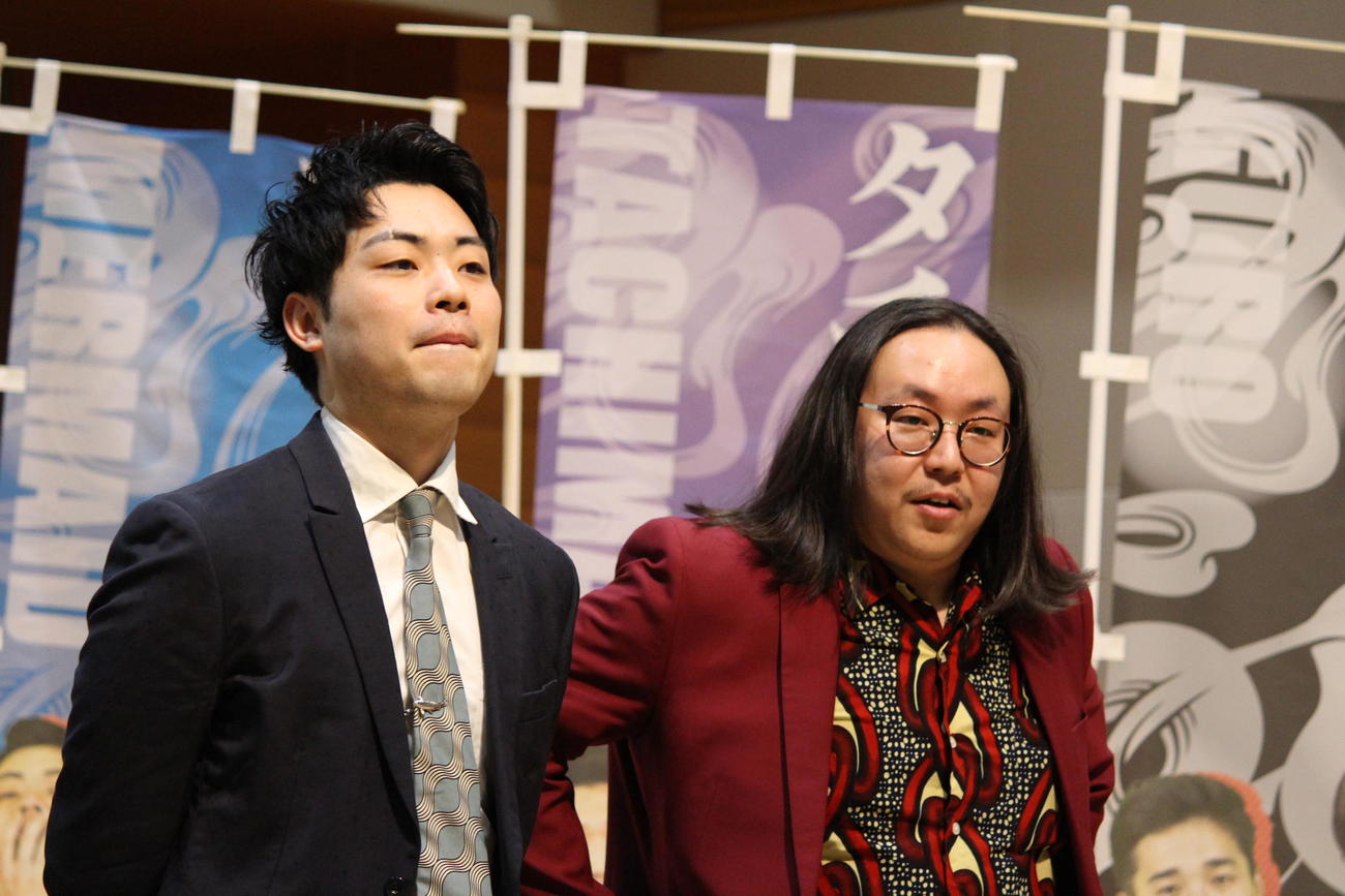 「第14回ytv漫才新人賞決定戦」に出場するマーメイド。左から田村境祐、テクニック。