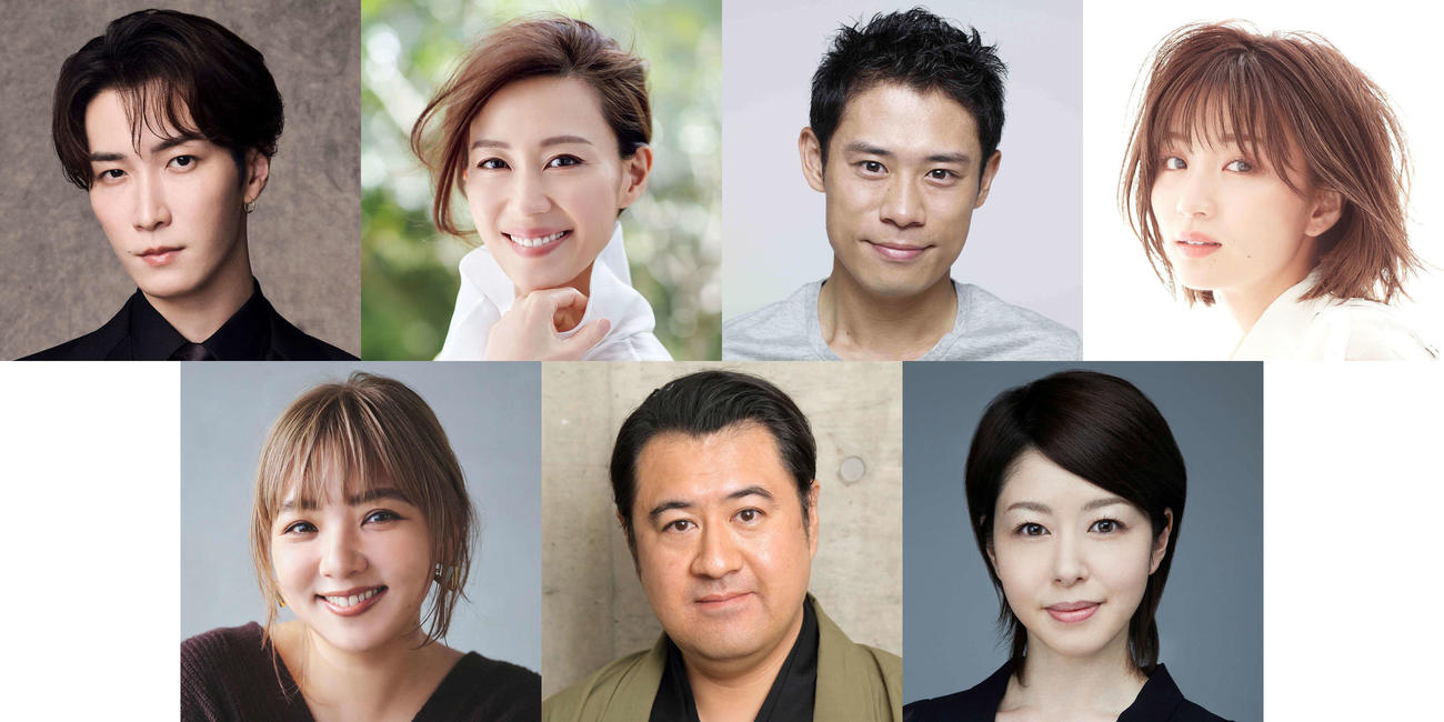 日本テレビ系4月期連続ドラマ「なんで私が神説教」に出演する上段左からSnow Man渡辺翔太、木村佳乃、伊藤淳史、岡崎紗絵、下段左から野呂佳代、小手伸也、堀内敬子