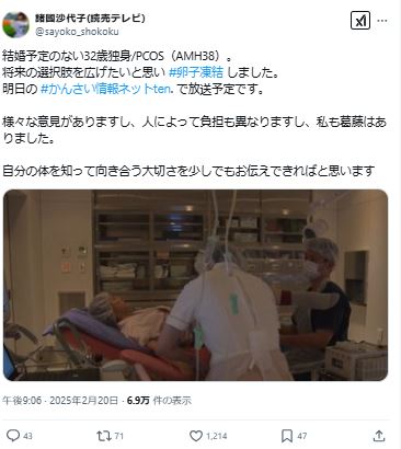 諸国沙代子アナのXから